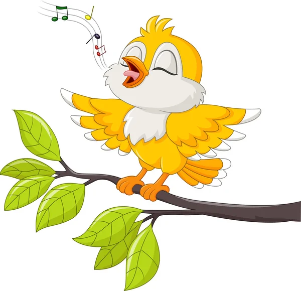 Desenho de passarinho amarelo cantando a Canção da Primavera